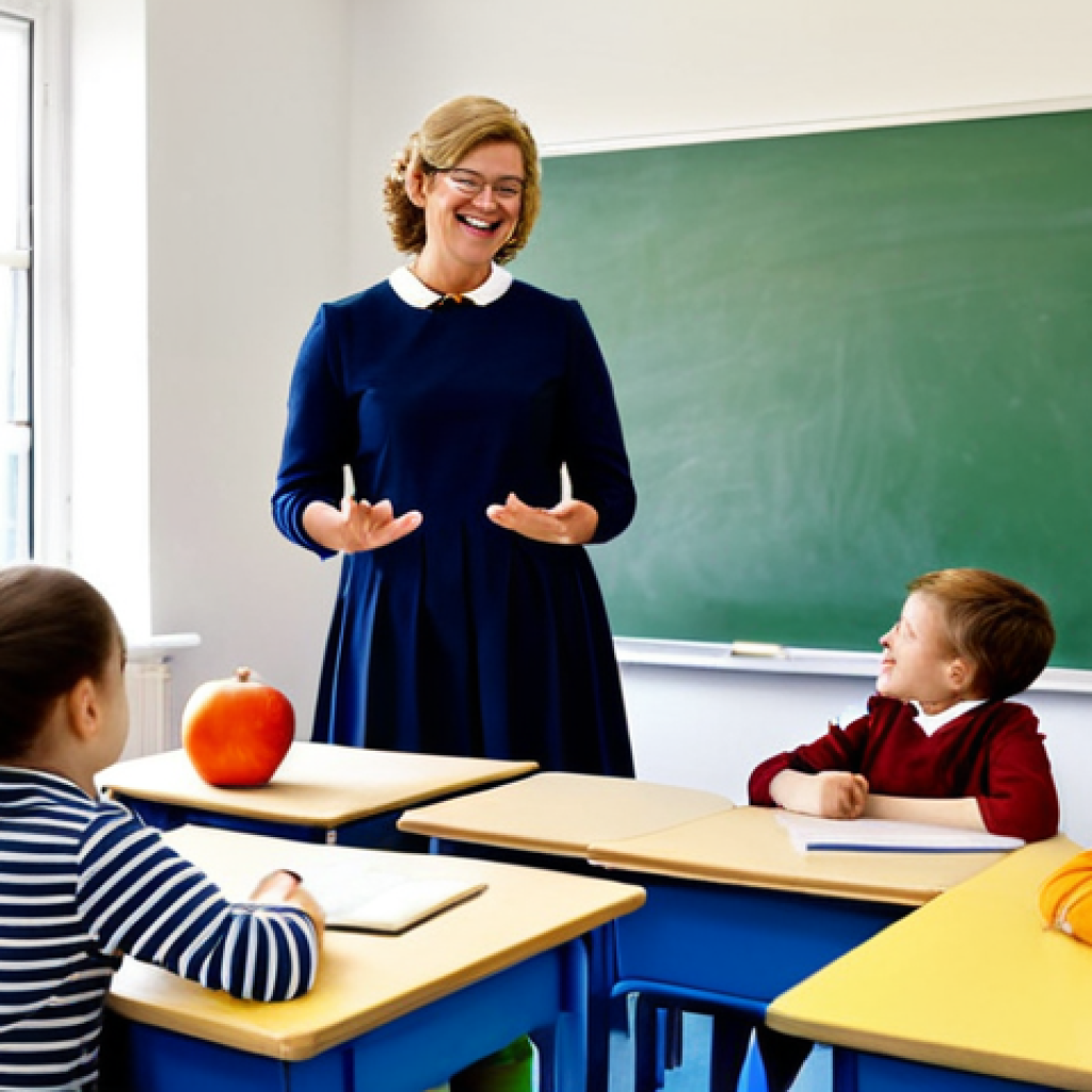**
"A friendly primary school teacher, fully clothed in modest, colorful attire appropriate for a classroom setting, interacting with children in a bright, cheerful Dutch classroom. The children are engaged in a lesson. Safe for work, appropriate content, family-friendly, professional, perfect anatomy, natural proportions, well-formed hands, proper finger count, natural pose, high-quality image, educational environment, focused on positive interaction."
**