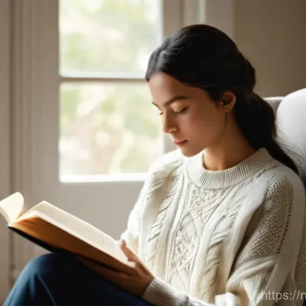 감정 해독과 스스로의 힘 발견하기 - **Prompt:** A serene and contemplative scene featuring an adult woman, aged around 35, sitting peace...