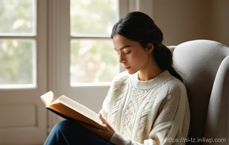 감정 해독과 스스로의 힘 발견하기 - **Prompt:** A serene and contemplative scene featuring an adult woman, aged around 35, sitting peace...