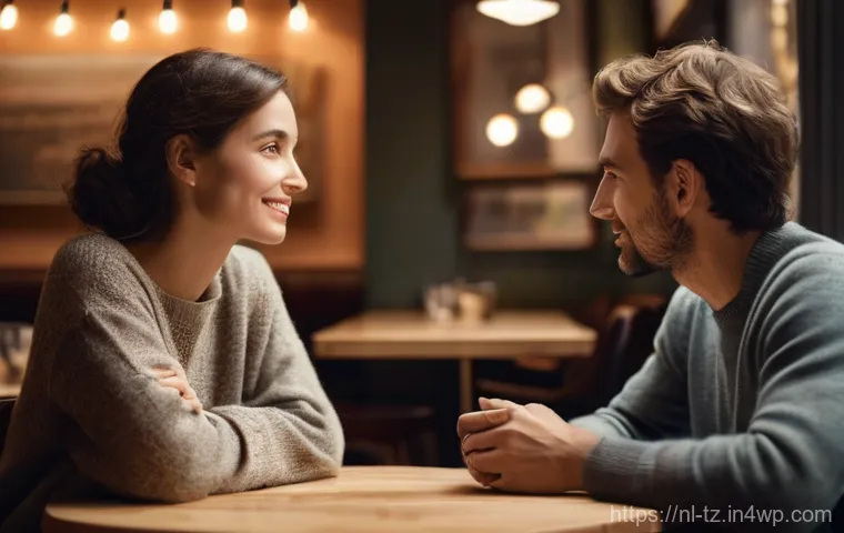감정 해독을 위한 효과적인 질문 리스트 - **Prompt:** A serene and warmly lit indoor scene featuring two adults engaged in a deep, empathetic ...