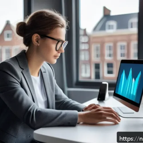 Home 33 감정 해독을 위한 정서적 지원 시스템 - A modern Dutch office scene featuring a young professional wearing a sleek smartwatch that displays ...